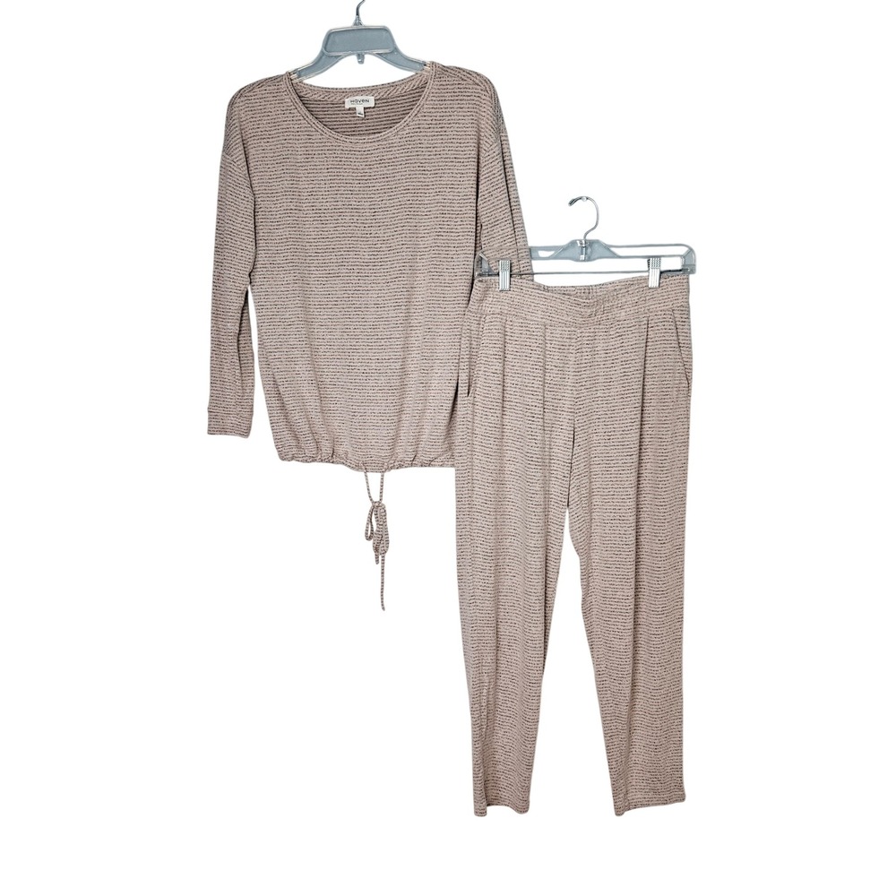 Haven Well Within Pink Stripe Drawstring Pajama Lounge Set Women's Small